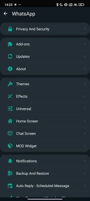 GB WhatsApp home screen